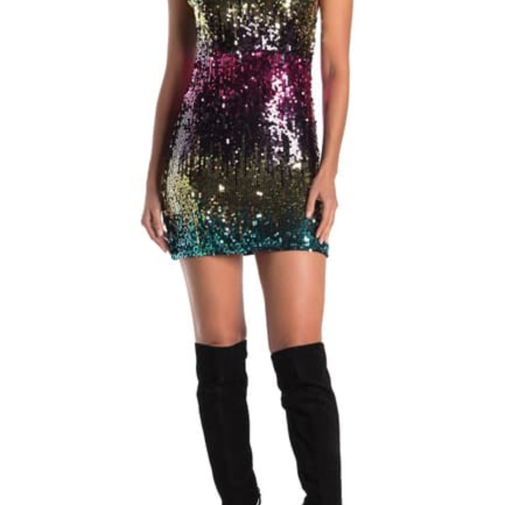 NWT Ombre Sequined Mini Dress